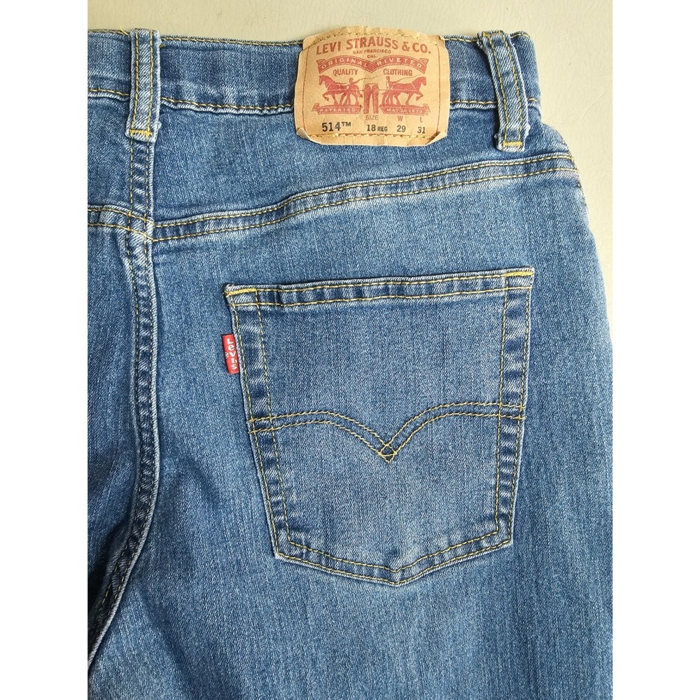 Levis 514 Performance Straight Jeans Medium Wash Blue Denim Size 18 REG W29 L31